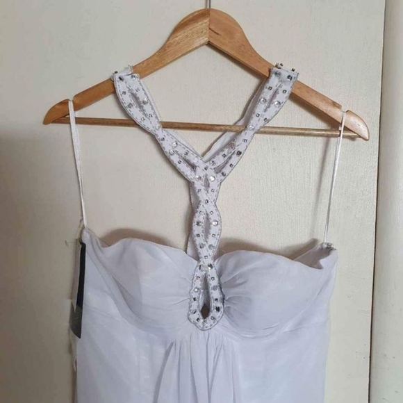 Wedding dress by Derek Iang size 8 original price $475 white silver - Picture 2 of 10